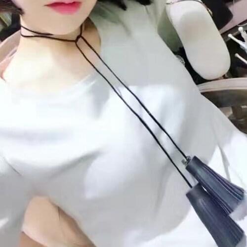 Amorita boutique fashion leather long necklace