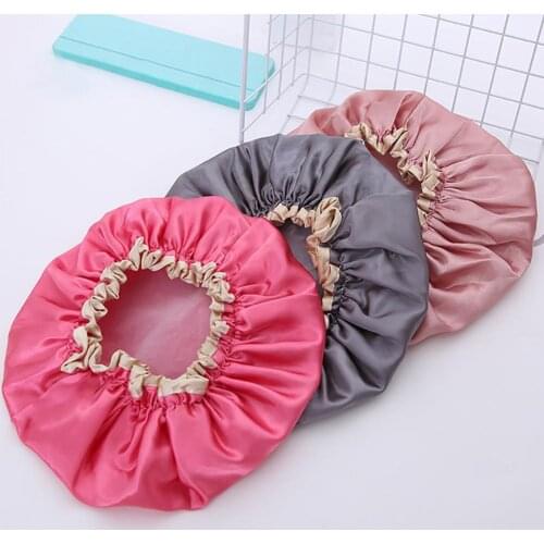 Home Women Kitchen Thickened Anti-smoke Makeup Elastic Reusable Waterproof Shower Cap Head Hair Cover Bathing Hat