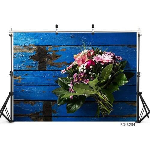 Broken Blue Wooden Plank Flowers Photography Backdrop Vinyl Cloth Backgrounds Photo Studio for Baby Children Portrait Photobooth
