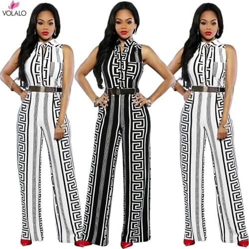 Women V-neck Geometric Print Sleeveless Jumpsuit Long Pants 2021 Summer Female Elegant Rompers Playsuit Overalls for Women XXL