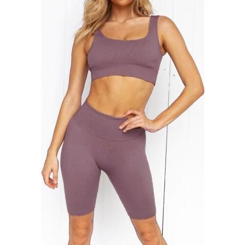 Yoga Set Women Bra Crop Top Fitness Seamless High Waist Shorts Padded Pants Leggings Gym Clothes 2 Piece Suit Outfit Workout