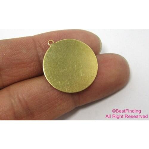 Brass pendant Earrings findings 22x0.4mm Stamping raw brass Round disc with loop -100pcs R115