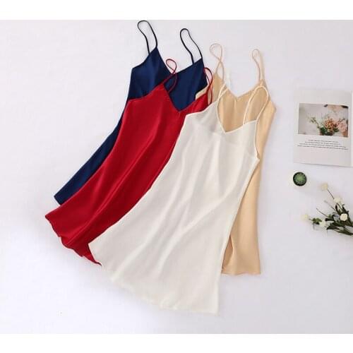 Summer New Solid Satin Nightgown Bride Wedding Strap Nighties Sexy Faux Silk Sleepwear Intimate Lingerie Lady Nightwear Homewear