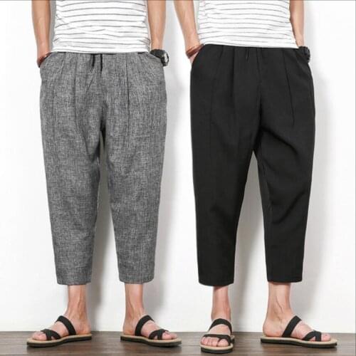 M-5xl 2020 Summer New Loose Radish Harem Pants Men Nine Points Casual Pants Korean Version Hairstylist Tide Elastic Waist Pant