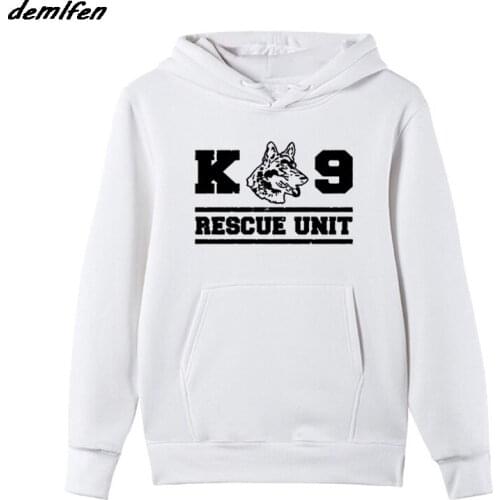 Fashion Casual Men Hoodie K9 Rescue Unit Sweatshirt Security German Shepherd Fireman Police Military FBI CIA Hoody Jacket