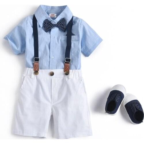 Fashion Baby Boy Summer Clothing Gentleman 2-6 Years Kids Boy 2021 New Style Clothes T-Shirt+Belt Pant Wedding Party Clothing