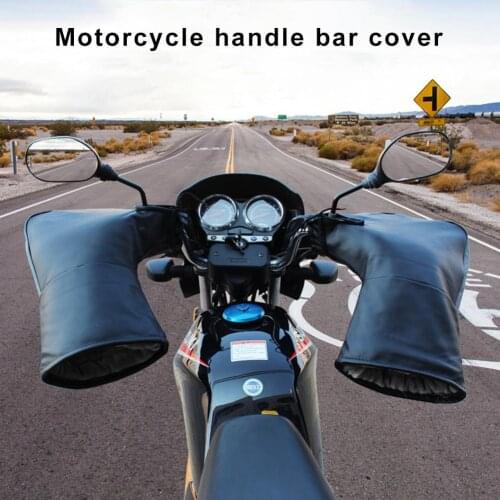 Motorcycle Handlebar Gloves With Reflective Strip Windproof PU Thickened Waterproof Warm Bike Motorbike Handle Bar Hand Cover