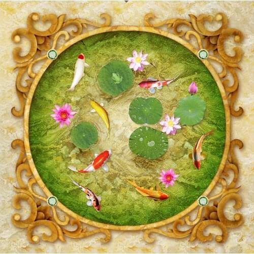 Marble fish 3D wall murals wallpaper floor 3d floor wallpapers Home Decoration PVC waterproof floor