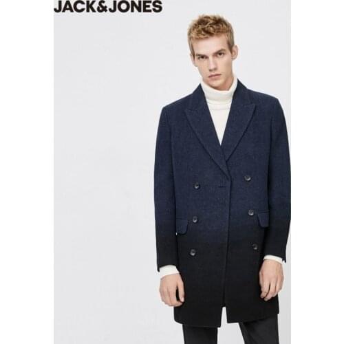 JackJones Mens Vintage Gradient Business Casual Medium Length Woolen Coat | 219427519