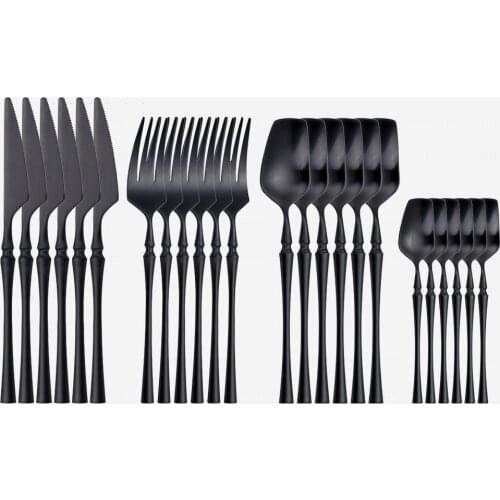 Western Tableware Matte Cutlery Set Black Flatware Stainless Steel Utensils Knife Fork Spoon Set Golden Dinnerware Dropshopping