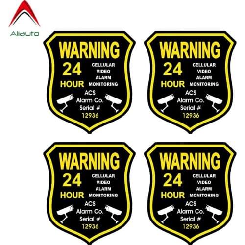 Aliauto 4 X Warning Car Sticker Personality ACS Alarm Surveillance Security Camera Reflective Waterproof Decal,13cm*12cm