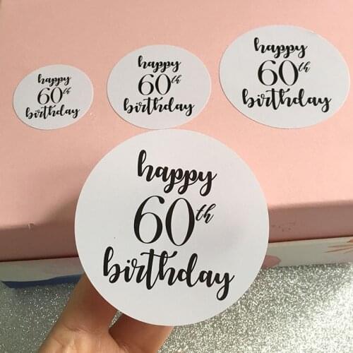 1.5/2/2.5/3 inch happy 60th birthday sticker labels Cake cookies bag creative Vinyl stickers seal sticker decorative stickers