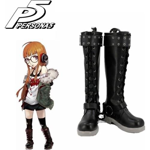 Persona 5 Sakura Futaba Games Customize Cosplay Flat Shoes Boots Custom Made Any Size