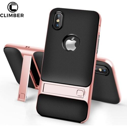 Wholesale Shockproof Dual Layer Combo Hard PC Soft TPU Bumper Kickstand Cover Phone Case For iPhone X 8 Plus
