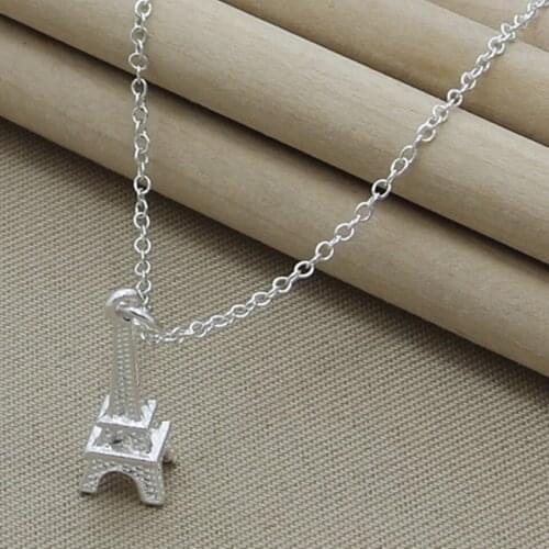 925 Sterling Silver Eiffel Tower Pendant Necklace For Women 925 Charm Jewelry Gift