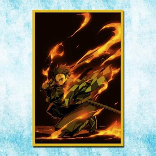 Demon Slayer Anime Tanjirou Zenitsu Nezuko Poster Art Silk Canvas Retro Print For Home Room Decor Decoration-006