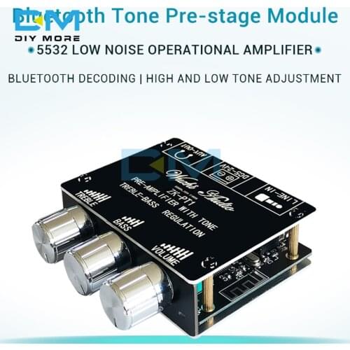Bluetooth 5.0 Audio Receiver Decoder Board Dual Channel Stereo Tone Board Volume Controller Preamp Amp Knob for Amplifier