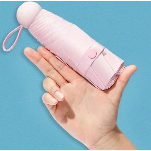 Five-holding Portable Pocket Clear Umbrella Sun Protection UV folding Umbrella Female Sunshade Rain Dual-use Capsule Compact