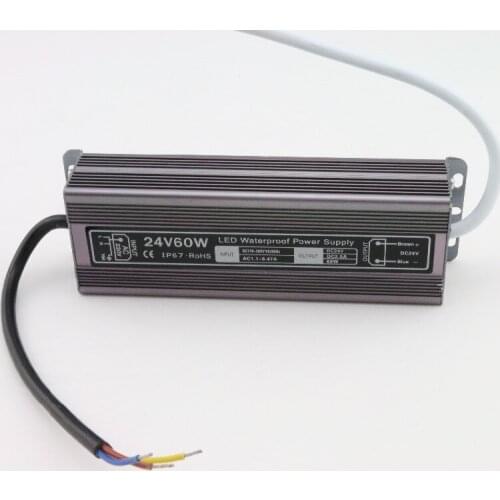Manufacturer recommended DC 24V 60W waterproof IP67 led driver adapter led light transformer 2.5A power charger for leds