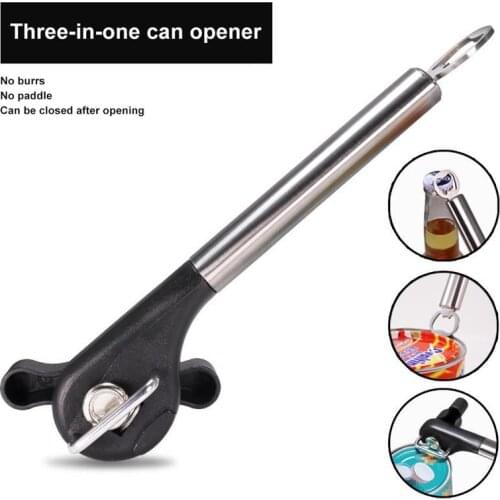 Manual Can Opener 3 In 1 Can Opener Handheld Stainless Steel Bottle Opener Kitchen Household Multi-Purpose Food Grade Can Opener