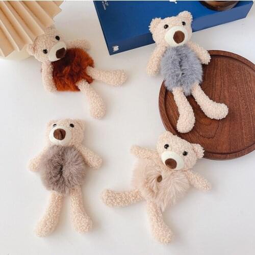 Cute Plush Bear Scrunchies Elastic Hair Bands Cartoon Bears Fluffy Hair Ring Rope Women Girls Ponytail Holder Hair Accessories