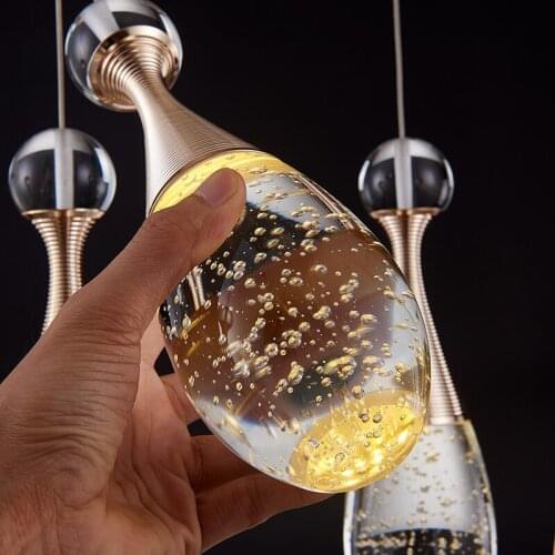 Modern Fashion Golden Champagne Bubble Crystal Pendant Light For Dining Living Room Restaurant Hanging Lamp industrial lamp