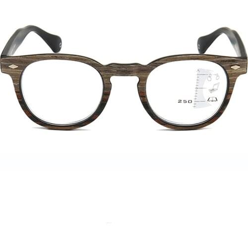 Progressive Multifocus Ultralight Full-rim Reading Glasses Women Men Wood Handmade Natural Anti Blu Classic Fashion +1 +1.5 to+4
