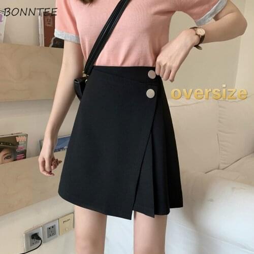 Skirts Women Sweet Summer Pure Color Slim All-match Korean Style Mujer Fashionable Ulzzang Casual Female Girlfriend Overszie 4XL