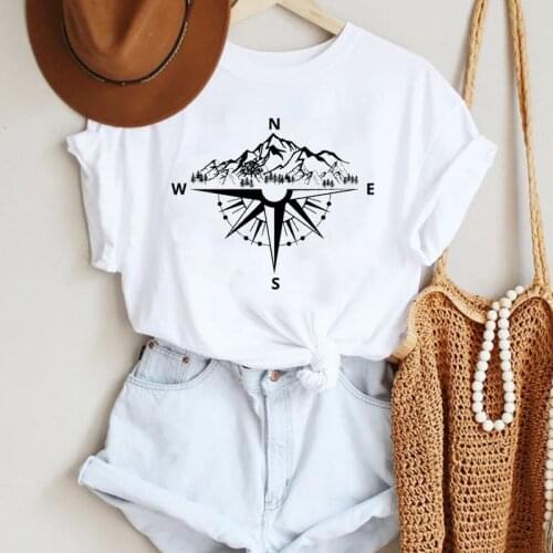 Women Cartoon Mountain Vacation Ladies Style Fashion Summer Lady Print Tee Graphic T Top Female Tshirts Clothes T-Shirt