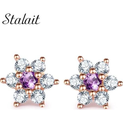 Snowflake Flower Shape Earrings for Women Super Supplier White Fire Zircon Stamp Silver Color Stud Earrings Fashion Jewelry