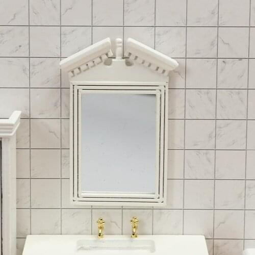 1/12 Dollhouse Miniature White Mirror Frame Bathroom Art Decor Accs