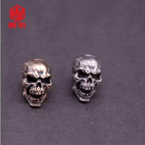 1PC Skull White Copper Retro Brass Copper Oxide EDC Paracord Beads Umbrella Rope Cord Lanyard Pendants Knife Beads