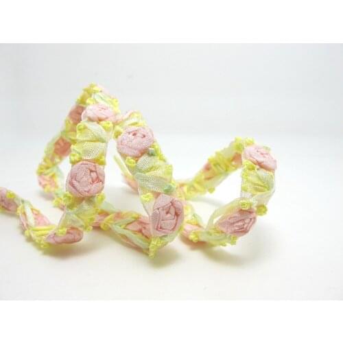 1 Yard 5/8 Inch Embroidered Rose Bud|Mauve|Colorful Flower Ribbon Trim|Scrapbook|Doll Lace|Quilt|Sewing Couture|Supplies
