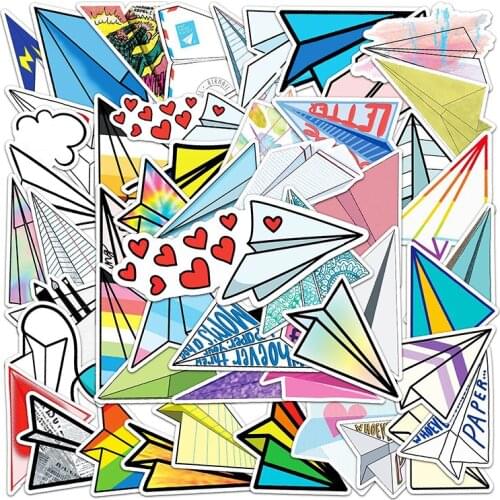 10/30/50PCS Kawaii Paper Airplane Graffiti Stickers Aesthetic Phone Water Bottle Luggage Laptop Guitar Kid Toy Cartoon Sticker