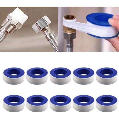 10 Rolls/Set Plumbers PTFE Water Pipe Sealant Tape Flex Thread Seal Waterproof White Stickers Replacement for Joint Fitting