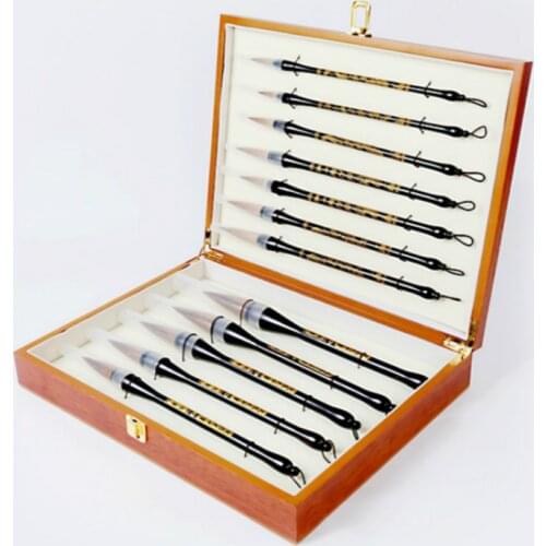 12pcs/set Weasel Hair Chinese Calligraphy Brush Pen Landscape Peony Painting Chinese Painting Calligraphy Writing Brush Gift Set