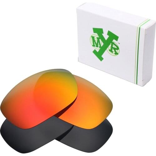 2 Pairs Mryok POLARIZED Replacement Lenses for-Oakley Ten Sunglasses Stealth Black & Fire Red