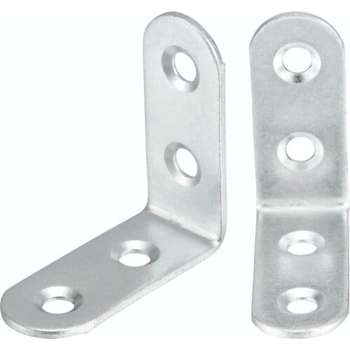 20pcs 16*40*40MM Zinc Plated Corner Brace Joint Right Angle Bracket 90 Degree L Shape Silver Thick 1.8mm Aperture 5 mm