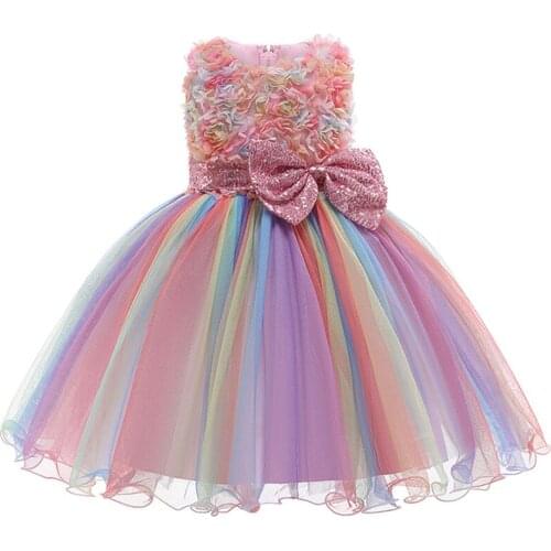 2021 Summer New Girls Dress 2 3 4 5 6 7 8 9 10 Years Children Princess Sleeveless Tutu Bowknot Dress Wedding/birthday Party Gown