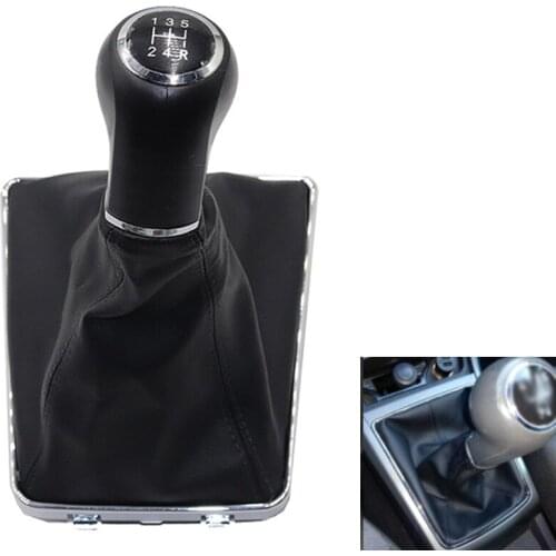 5 speed Chrome & Leather Car Shift Gear Knob Lever Gaitor Boot Cover For OPEL ASTRA III H 1.6 VAUXHALL 2004 - 2010 2009 2008