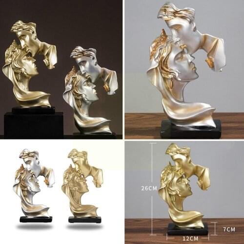 Abstract Kissing Sculpture Handmade Resin Couple Statue Decor Gift Furnishing Craft For Lovers Face Carved Ornament Figure P3J3