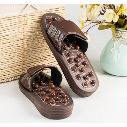 New Design Men Women Jade Stone Acupuncture Acupoint Magnet Rotaing Foot Points Massage Slippers Sandals Health Shoes Massager