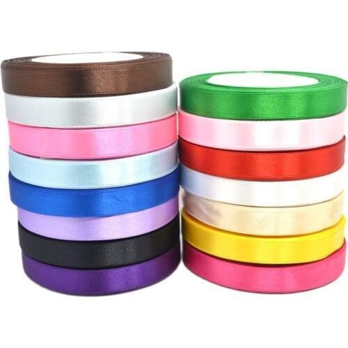 25 yards Top Quality 4/8" 12mm single face satin ribbon DIY Head wreaths Hair jewelry accessories Gift packing 12mm Satin Ribbon