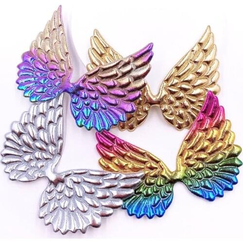 16pcs Glitter PU Big Angel Wings Appliques Patches Wedding DIY Hair Clip Accessories Craft Supplies SE40