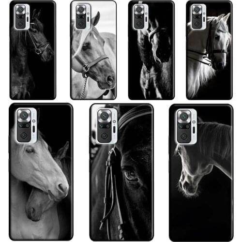 Black White Horse Case For Xiaomi Redmi 9 9T 9C 8A 9A K40 Phone Cover For Redmi Note 10 9 Pro Note 8 8T 9S