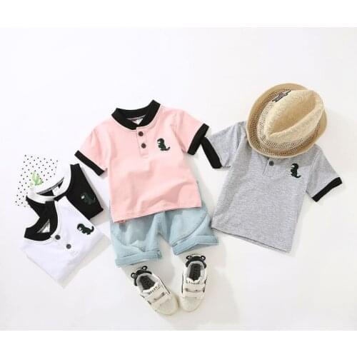 Children Summer Cotton Baby Boy Girls Clothes Embroidered dinosaur Out T Shirt Shorts 2Pcs/sets Infant Kids Toddler Tracksuits