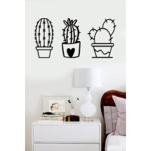 The edict Gift Cactus Pattern 3'lü Wood wall Decor wall graphics gráficos de parede настенная графика