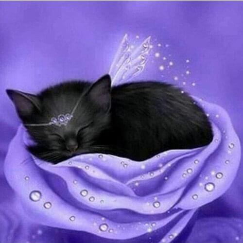 Purple Rose and Cat Elf Decorative Painting Orange Canvas Wall Art Living Room Posters Bedroom Painting Decor Unframed