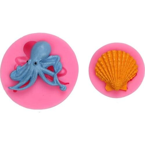 Octopus Shell Ocean Cartoon Keychain Mold Silicone DIY Jewelry Accessories Keychain Pendant Decoration Epoxy Mold