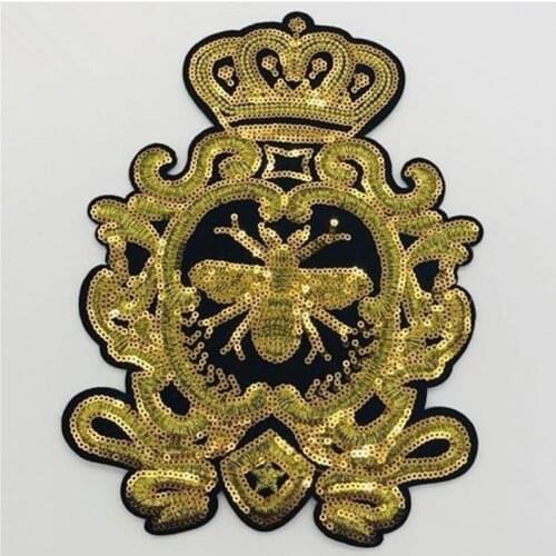 T shirt Women flower patch sequins 24cm crown bee deal with it patches for clothing sweet stickers 3d t shirt mens free shipping